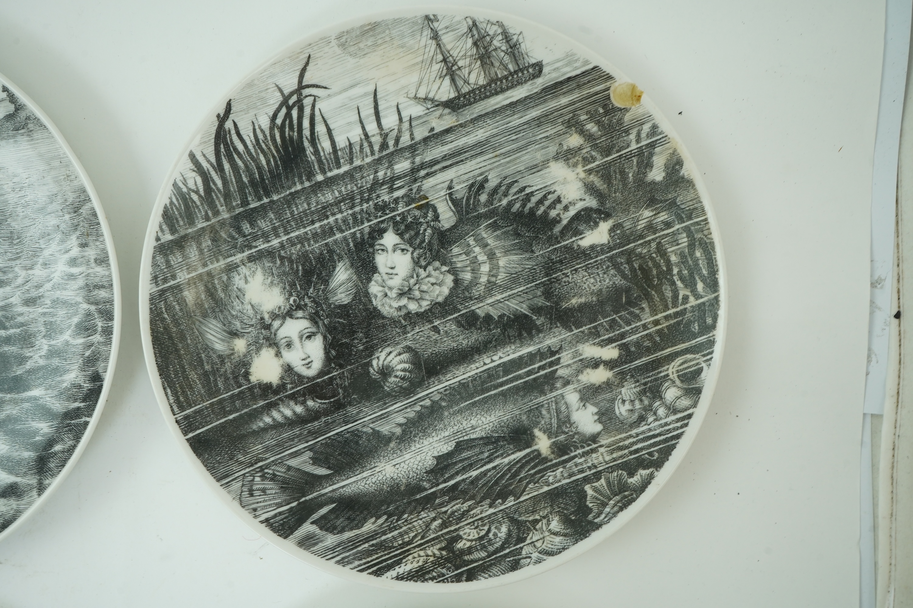 Piero Fornasetti (Italian, 1913-1988): Six ‘Sirene’ plates